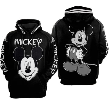 Mickey Jacket Hoodie Black And White Vintage Over Print 3d Hoodie Zip Hoodie Moonbestprint