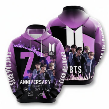 Bts Bangtan Boys 7th Anniversary 2013 2021 Signature Design Gift For Fan Custom 3d Hoodie All Over Printed Hoodie Moonbestprint