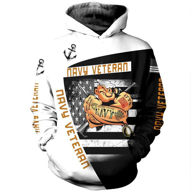 Navy Veteran American Flag 3d Hoodie All Over Printed Hoodie Moonbestprint