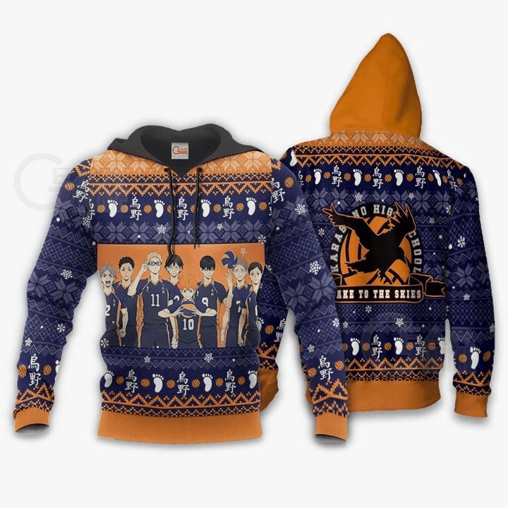 Karasuno Ugly Christmas Haikyuu Anime Manga For Men And Women 3d Hoodie Zip Hoodie Moonbestprint