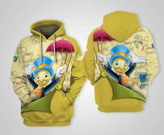 Jiminy Cricket Green Disney, Funny Jiminy Cricket All Over Print Hoodie, Zip Hoodie Moonbestprint