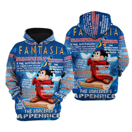 Mickey Mouse Disney Cartoon, Disney Quotes, Mickey Fantasia Punk Words Pattern All Over Print Hoodie, Zip Hoodie Moonbestprint