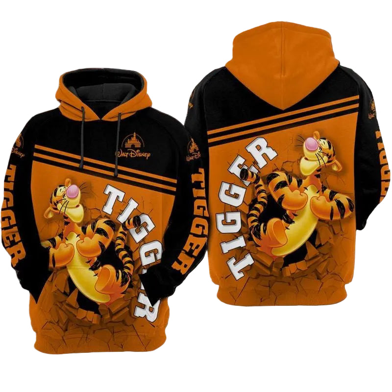 Tigger Breaking The Wall Winnie The Pooh Over Print 3d Hoodie Zip Hoodie Moonbestprint