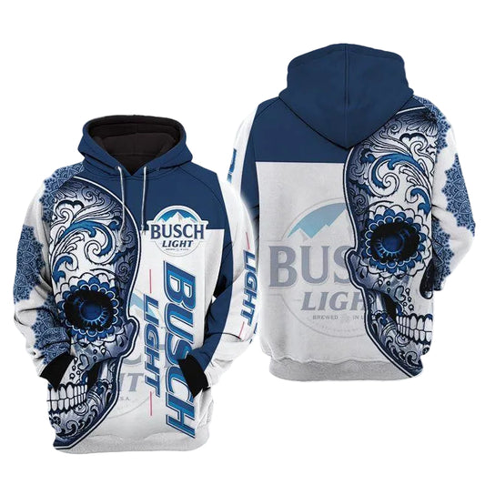 Busch Light Sugar Skull 3d All Over Print T Shirt Hoodie Moonbestprint