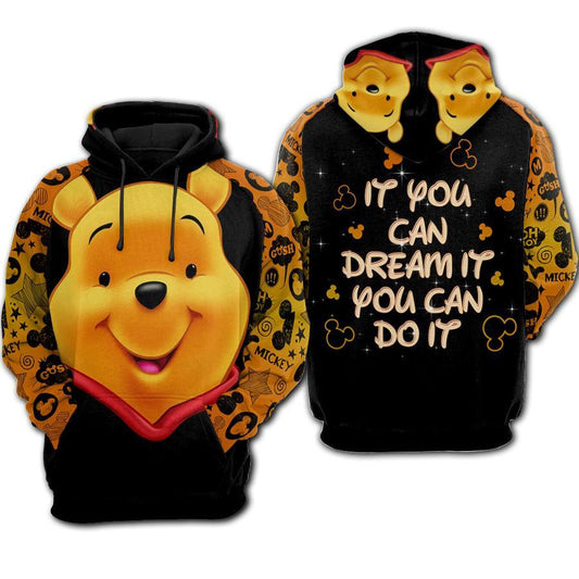 Winnie The Pooh Disney, Pooh Bear If You Can Dream It You Can Do It Aop Hoodie Moonbestprint