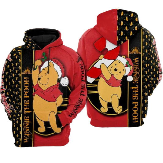 Winnie The Pooh Christmas Pattern Over Print 3d Hoodie Zip Hoodie Moonbestprint