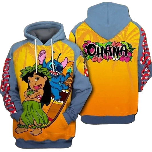 Lilo And Stitch Surfing Ohana 3d Hoodie Zip Hoodie Moonbestprint