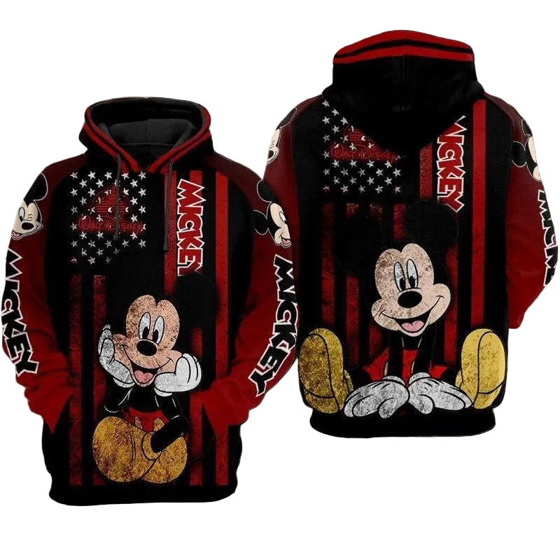 Disney Mickey Mouse Fan Gift No198, Cute Mickey American Flag Stylist Unisex 3d Hoodie Moonbestprint