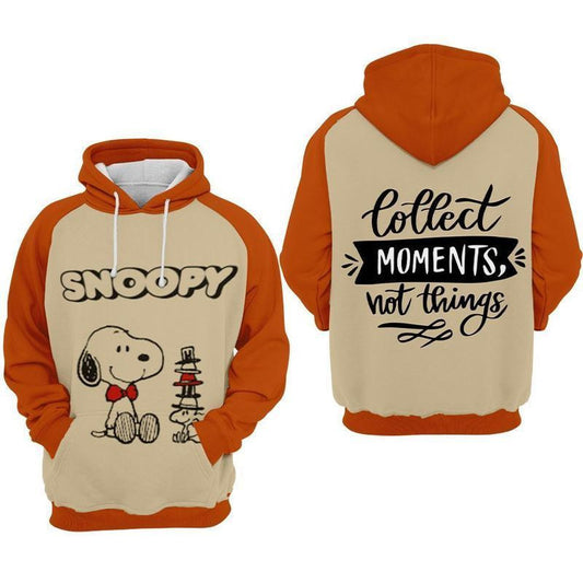 Snoopy Collect Moments Not Things Over Print 3d Hoodie Zip Hoodie Moonbestprint