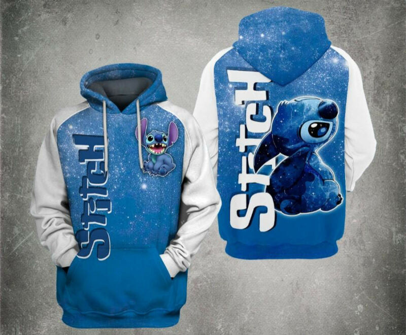 Stitch Blue 3d Hoodie Zip Hoodie Moonbestprint