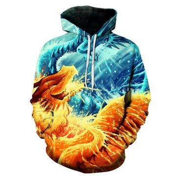 Fire &amp; Ice Dragons 3d Hoodie Zip Hoodie Moonbestprint