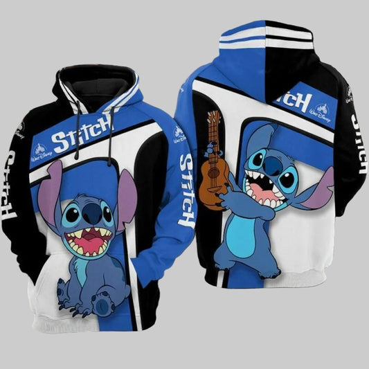 Stitch With Ukulele Over Print 3d Hoodie Zip Hoodie Moonbestprint