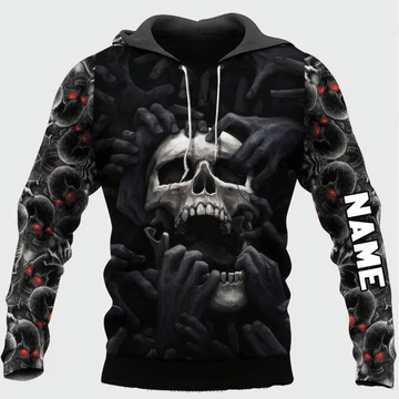Gift For Skull Lover Personalized Name Red Eyes The Skull Scream Men's Hoodie Moonbestprint