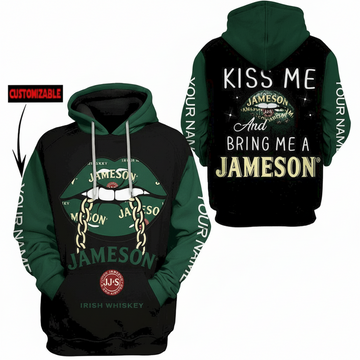 Jameson Irish Whiskey Lips Personalized Fan Gift, Jameson Irish Whiskey Aop Hoodie Moonbestprint