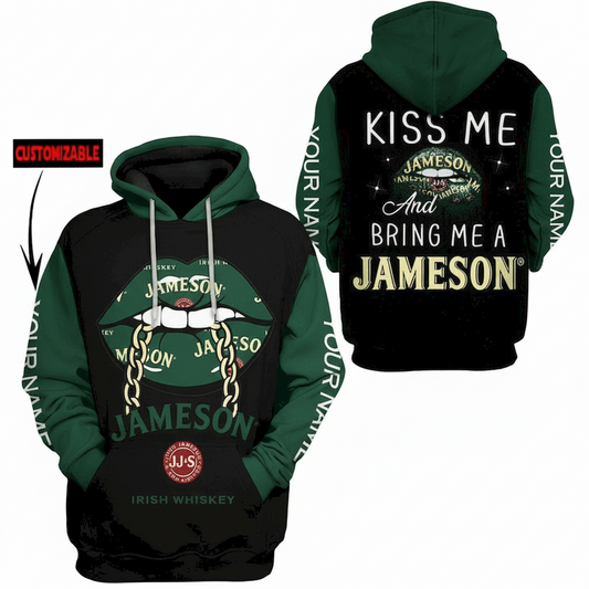 Jameson Irish Whiskey Lips Personalized Fan Gift, Jameson Irish Whiskey Aop Hoodie Moonbestprint