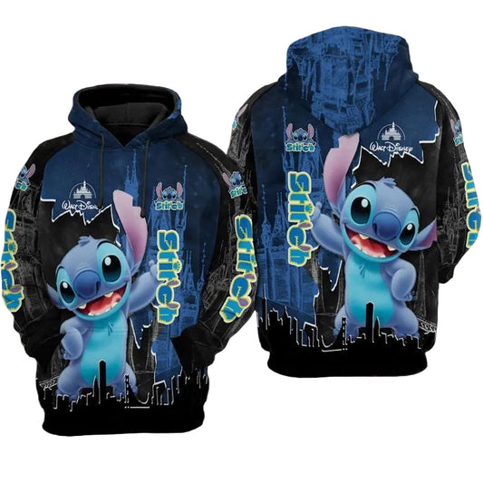 Stitch Twinkle Disney Castle Over Print 3d Hoodie Zip Hoodie Moonbestprint