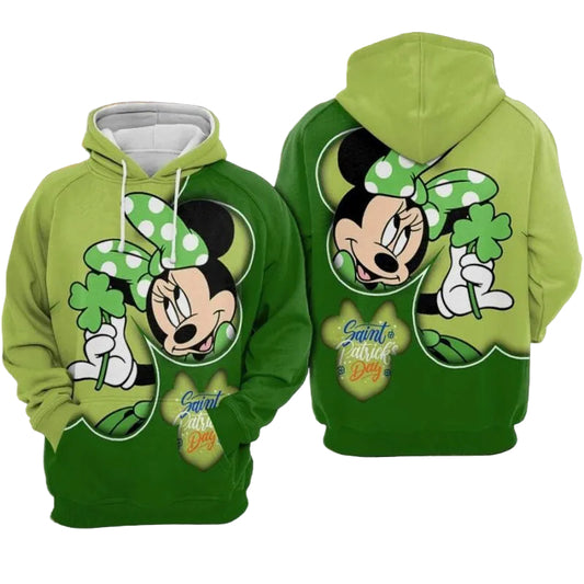 Minnie Mouse Saint Patrick's Day Irish Over Print 3d Hoodie Zip Hoodie Moonbestprint