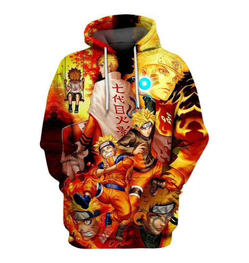 Naruto Path Grown Up Yellow Orange 3d Hoodie Zip Hoodie Moonbestprint