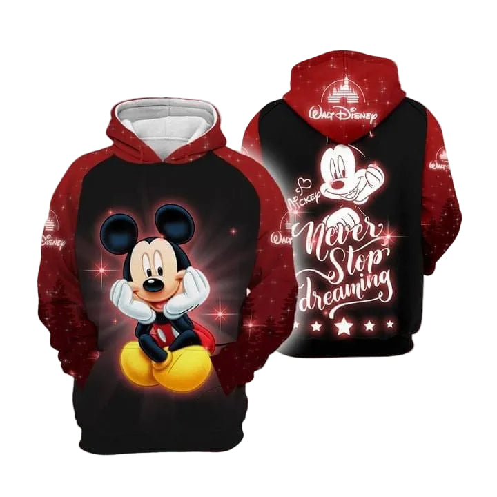 Mickey Mouse Disney Never Stop Dreaming Full Printing Hoodie 3d Hoodie Moonbestprint