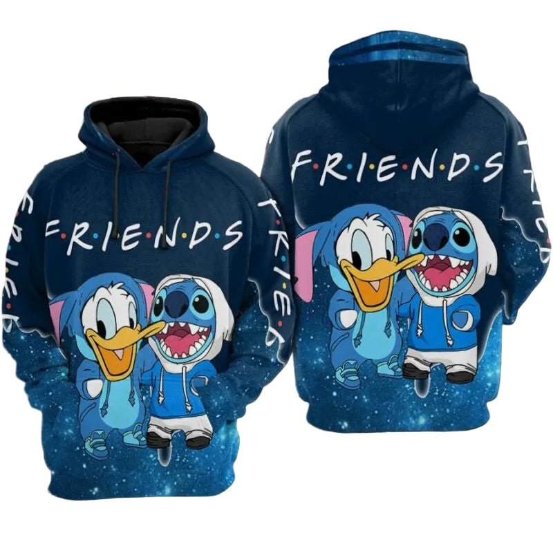 Stitch And Donald Duck Friends Over Print 3d Hoodie Zip Hoodie Moonbestprint