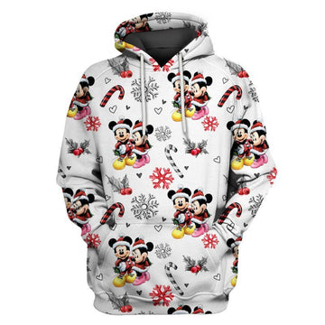 Mickey And Minnie Christmas Over Print 3d Hoodie Zip Hoodie Moonbestprint