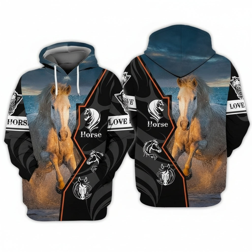 Horse White For Men And Women 3d Hoodie Zip Hoodie Moonbestprint