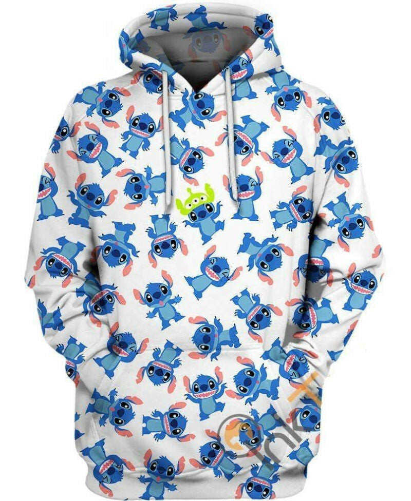 Disney Stitch Stitch Alien Head Pattern Blue White 3d Hoodie Zip Hoodie Moonbestprint