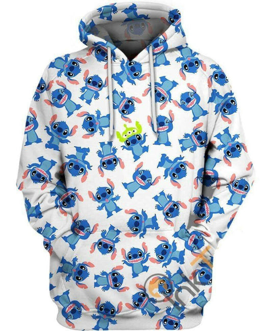Disney Stitch Stitch Alien Head Pattern Blue White 3d Hoodie Zip Hoodie Moonbestprint