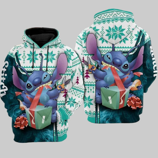 Stitch Hoodie And Lovely Christmas Present Moonbestprint