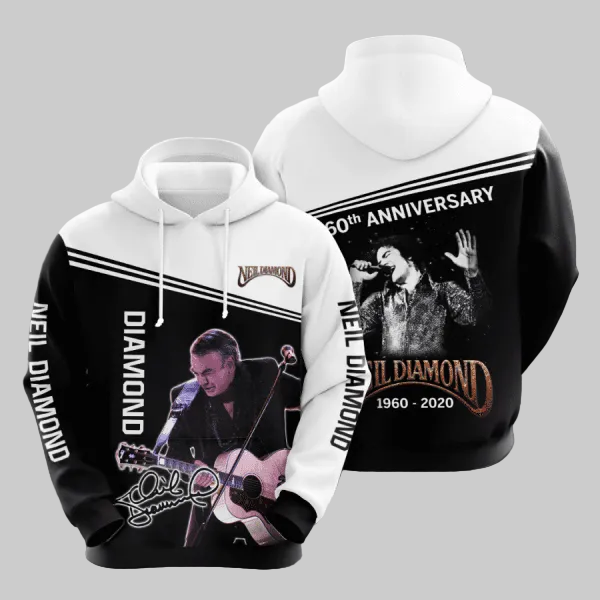 Neil Diamond 60th Anniversary 1960 2020 Signature Design Gift For Fan Custom 3d Hoodie All Over Printed Hoodie Moonbestprint