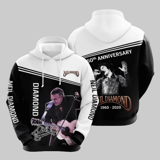 Neil Diamond 60th Anniversary 1960 2020 Signature Design Gift For Fan Custom 3d Hoodie All Over Printed Hoodie Moonbestprint
