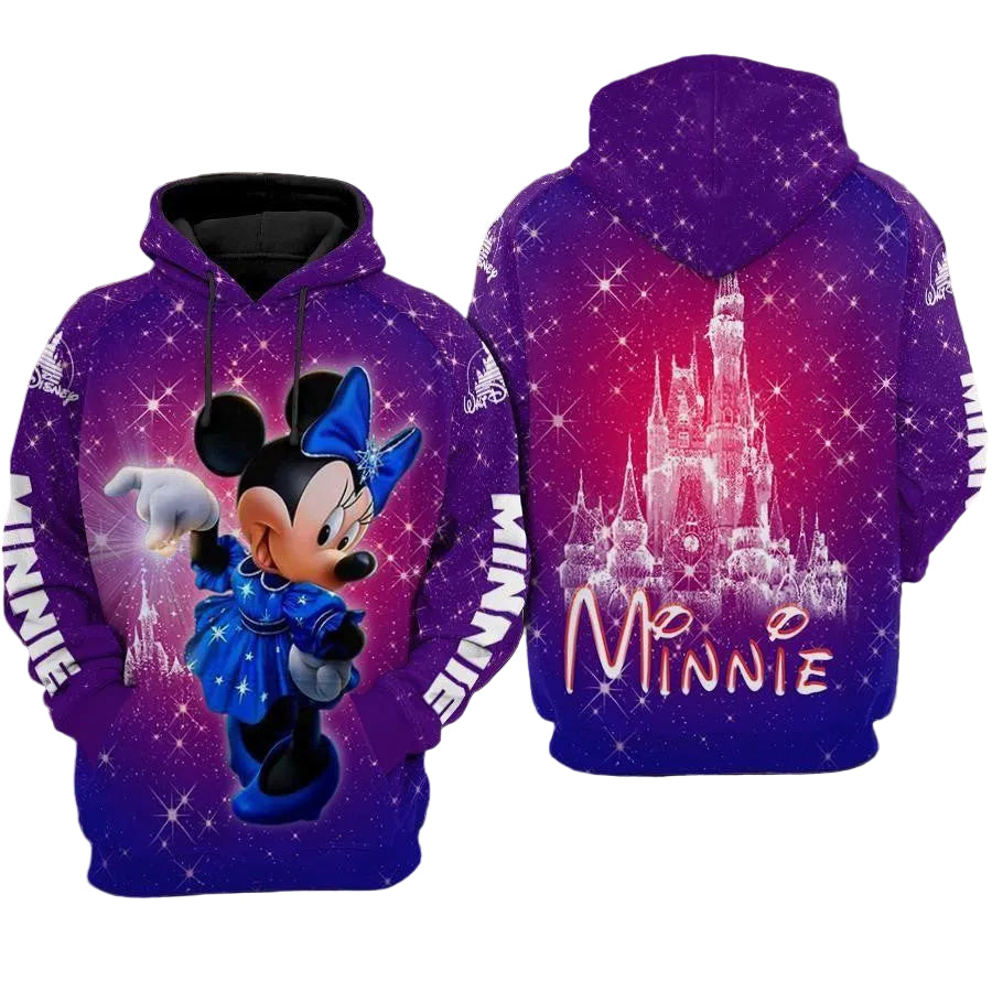 Disney Minnie Mouse, Minnie Disney Castle Twinkle Purple Aop Hoodie Moonbestprint