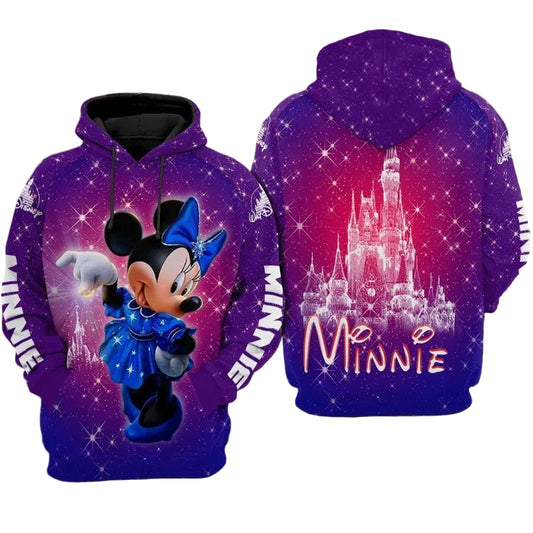 Disney Minnie Mouse, Minnie Disney Castle Twinkle Purple Aop Hoodie Moonbestprint