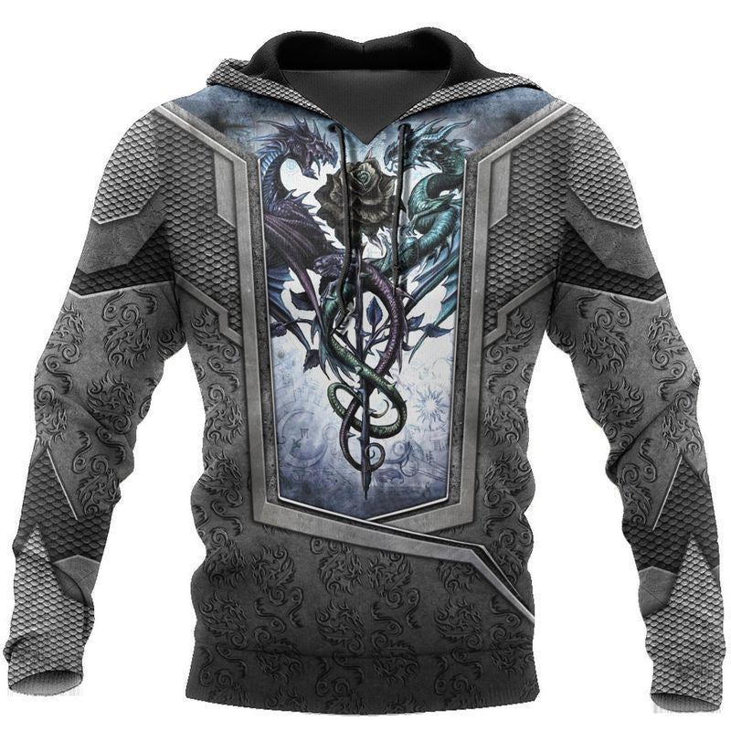 Tattoo And Dungeon Dragon The Rose Creates The Heart Viking 3d Hoodie 3 Moonbestprint