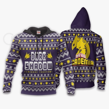 Fumikage Tokoyami Ugly Christmas Dark Shadow My Hero Academia Anime Manga For Men And Women 3d Hoodie Zip Hoodie Moonbestprint