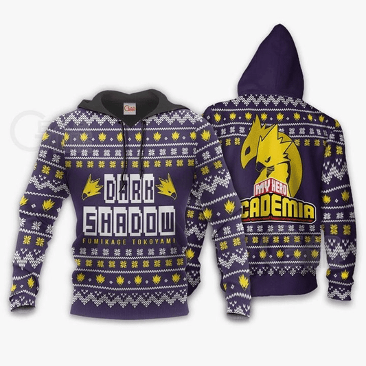 Fumikage Tokoyami Ugly Christmas Dark Shadow My Hero Academia Anime Manga For Men And Women 3d Hoodie Zip Hoodie Moonbestprint