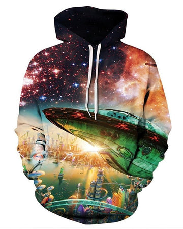 Ufo Above The City 3d Hoodie Zip Hoodie Moonbestprint