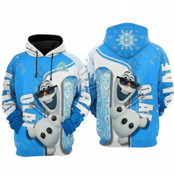 Disney Frozen Hoodie Cool Olaf Blue White Christmas 3d Hoodie Zip Hoodie Moonbestprint