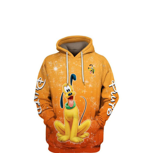 Lovely Pluto Disney Cartoon, Pluto Disney All Over Print Hoodie Moonbestprint