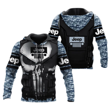 Jeep Love Gift, Punisher Skull Jeep Camo Version All Over Print Hoodie, Zip Hoodie Moonbestprint