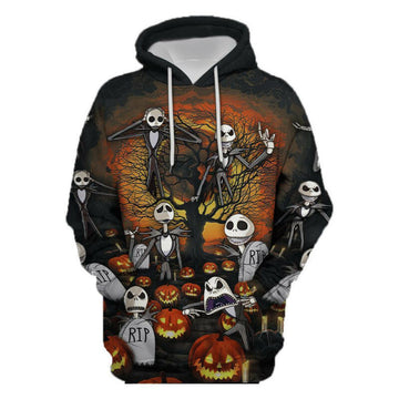 Many Jack Skellington In Graveyard Halloween Night 3d Hoodie Zip Hoodie Moonbestprint