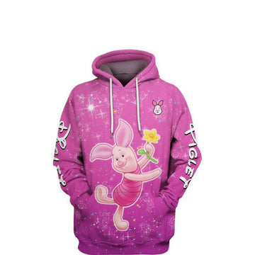 Disney Cartoon Characters, Piglet Winnie The Pooh Disney, Cute Piglet All Over Print Hoodie Moonbestprint