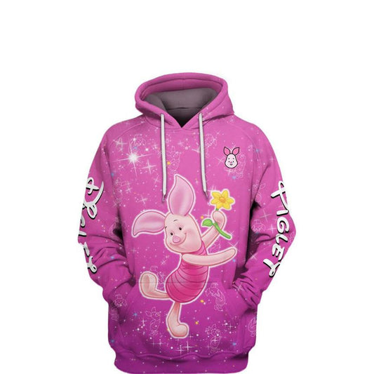 Disney Cartoon Characters, Piglet Winnie The Pooh Disney, Cute Piglet All Over Print Hoodie Moonbestprint