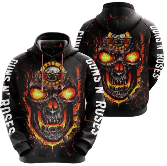 Guns N Roses Black Skull 3d Hoodie Moonbestprint