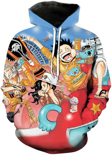 Lontse Unisex Anime 3d Printed Hoodie Luffy Straw Hat Pirates Pullover Sweatshirt Hoodies Moonbestprint