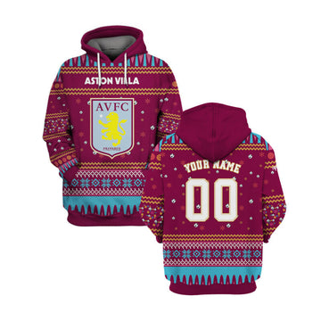 Aston Villa Custom Name And Number 3d Hoodie Moonbestprint