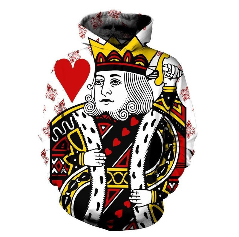 Poker King Of Hearts Over Print 3d Hoodie Zip Hoodie Moonbestprint