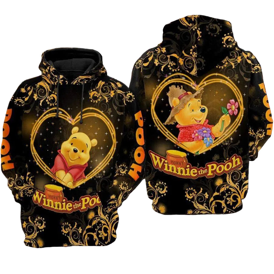 Cute Pooh Bear Disney, Winnie The Pooh Hunny Aop Hoodie Moonbestprint