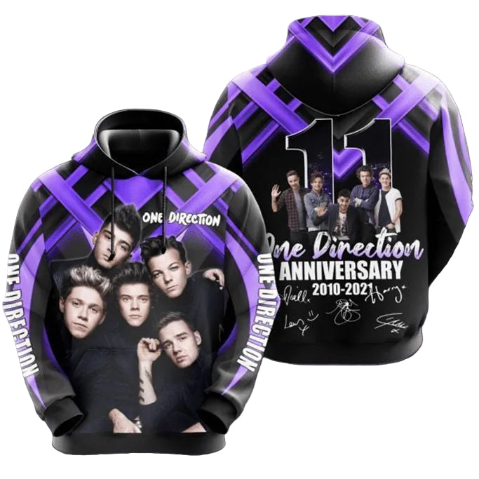 One Direction 11th Anniversary 2010 2021 Signature Design Gift For Fan Custom 3d Hoodie All Over Printed Hoodie Moonbestprint
