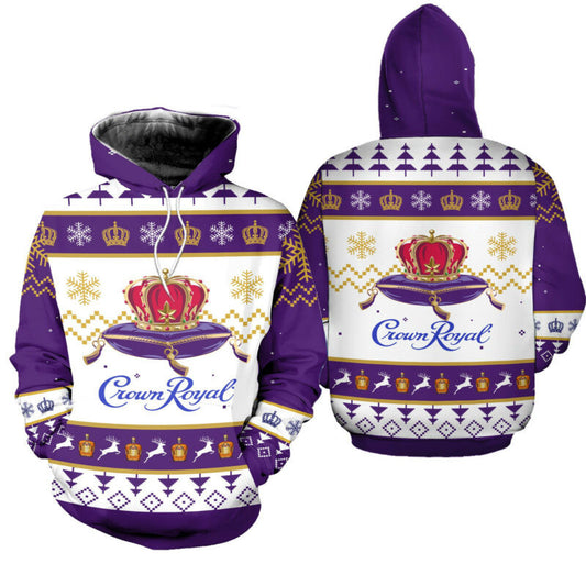 Crown Royal Whiskey Ugly Christmas Hoodie Zipper Hoodie All Over Printed Moonbestprint